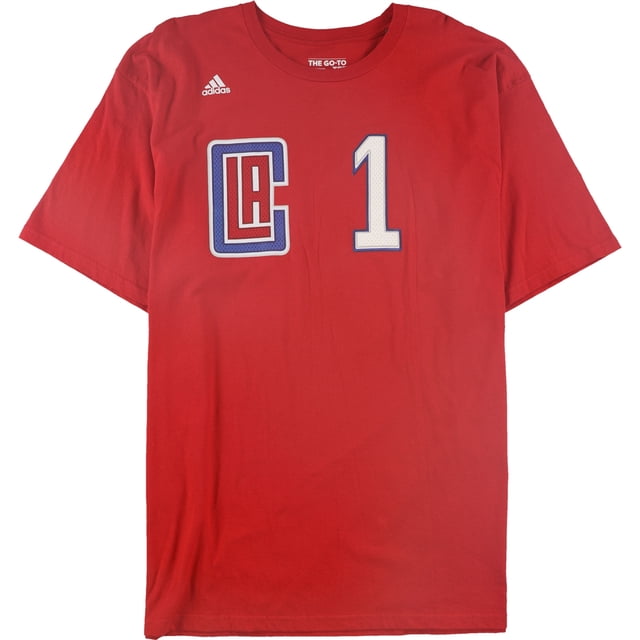Adidas Mens Los Angeles Clippers Number 1 Graphic T-Shirt red L