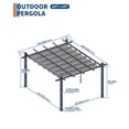 thumbnail image 3 of Garvee 10'x13' Aluminum Pergola with Retractable Canopy Outdoor Patio Shade Cover, 3 of 8