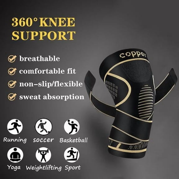 Copper knee brace straps, suitable for knee pain in both men and women (1 pair), joint pain relief, knee support for work, running and weightlifting