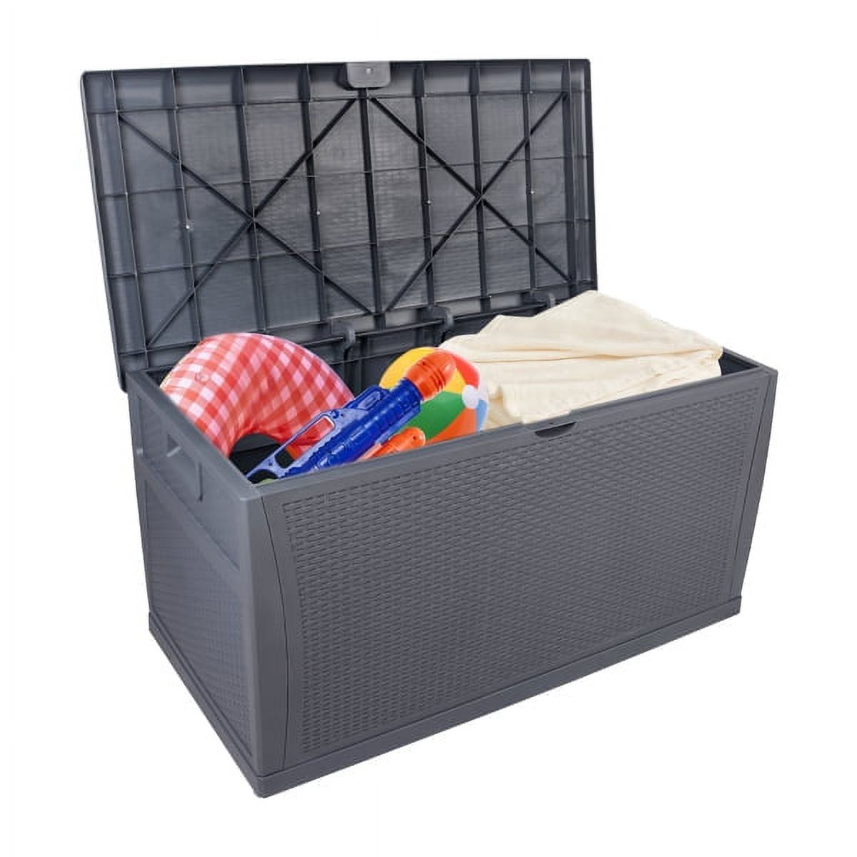 460L Outdoor Garden Plastic Storage Deck Box , Lockable, Waterproof, Dual Function Seat,Gray