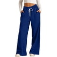 thumbnail image 2 of LIaqionyy Girls Sweatpants Casual Wide Leg Pants High Waisted Baggy Drawstring School Uniform Trouser with Pockets, 2 of 8