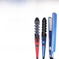 thumbnail image 2 of Rizador de pelo de férula, rizador de pelo de doble propósito, rizador de pelo de clip recto de titanio nano azul, 2 of 3