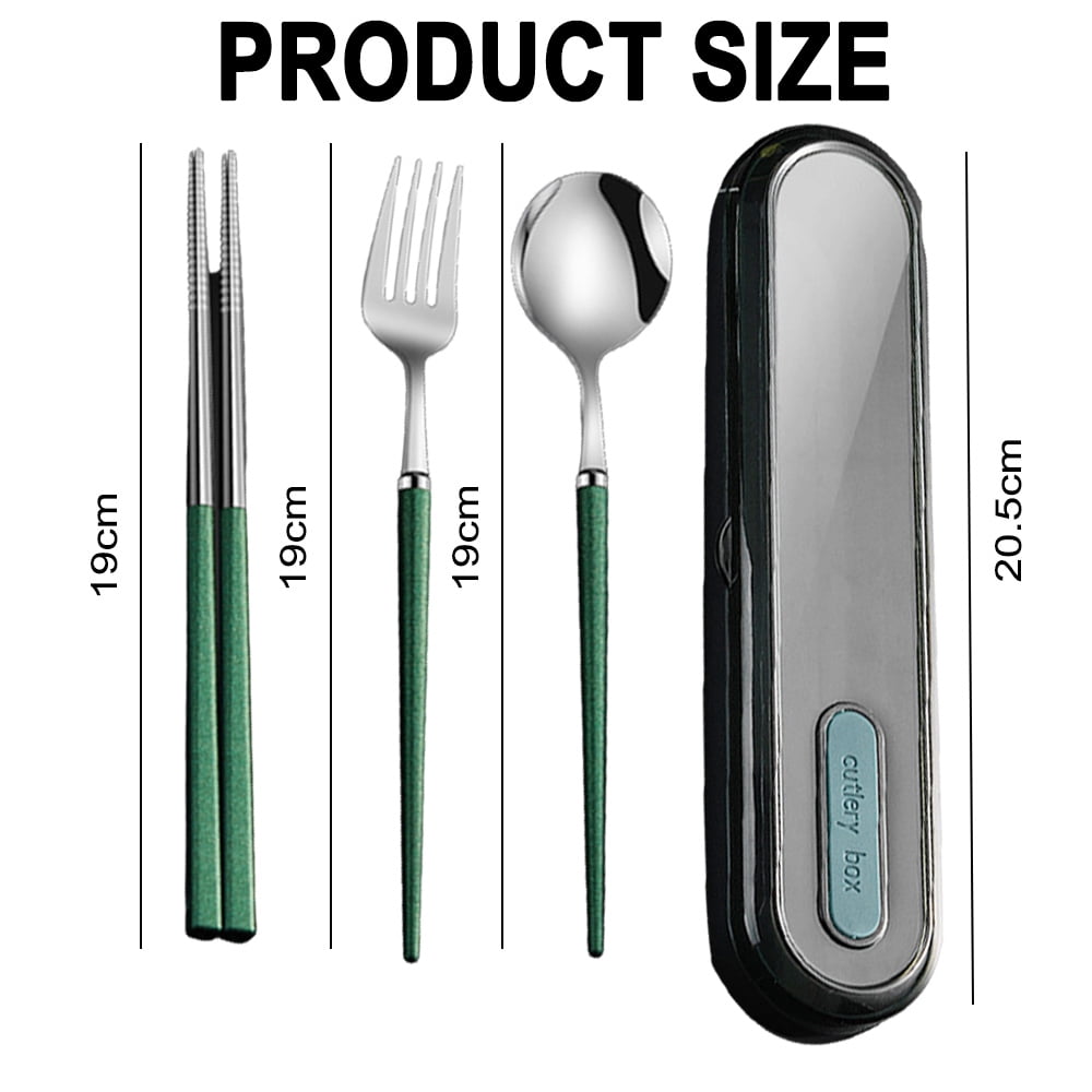 Reusable stainless steel travel cutlery, utensils set with case