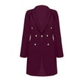 thumbnail image 6 of Baberdicy Lady Jacket Women's Solid Color V Neck Long Sleeve Double Breasted Business Suit Medium Length Suitable for Daily Commute Wear Suit Casual Lohas Time Coat Womens Blazer Purple, 6 of 6