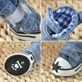 thumbnail image 5 of Waterproof 4pcs/set Wear-resisting Autumn Winter Outdoor Anti-slip Casual Style Pet Denim Shoes Pet Booties Puppy Sneaker Dog Shoes GREEN 3, 5 of 8