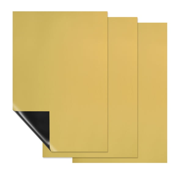 Uxcell Magnetic Dry Erase Board Sheet for Fridge, 3 Pcs 12 x 8 Inch Erasable Refrigerator Whiteboard for Kitchen for Home Kitchen Organizer Planner Office Storage, Gold (0.6mm)