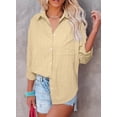 thumbnail image 6 of Eytino Womens Button Down V Neck Shirts Striped Long Sleeve Blouse Roll up Sleeve Button Down Blouses Top with Pockets, 6 of 8