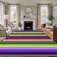 thumbnail image 2 of Abstract Large Area Rugs 8x10 ft Colorful Mexican Stripes Purple Green Farmhouse Washable Rug Non Slip Indoor Carpet Absorbent Floor Mat for Living Room Bedroom Dining Room, 2 of 9