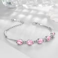 thumbnail image 6 of Juwaliy 18K White Gold Plated Oval Tennis Bracelets for Women,October Birthstone Bracelet Pink Tourmaline Jewelry Valentines Gifts for Wife/Girlfriend, 6 of 8