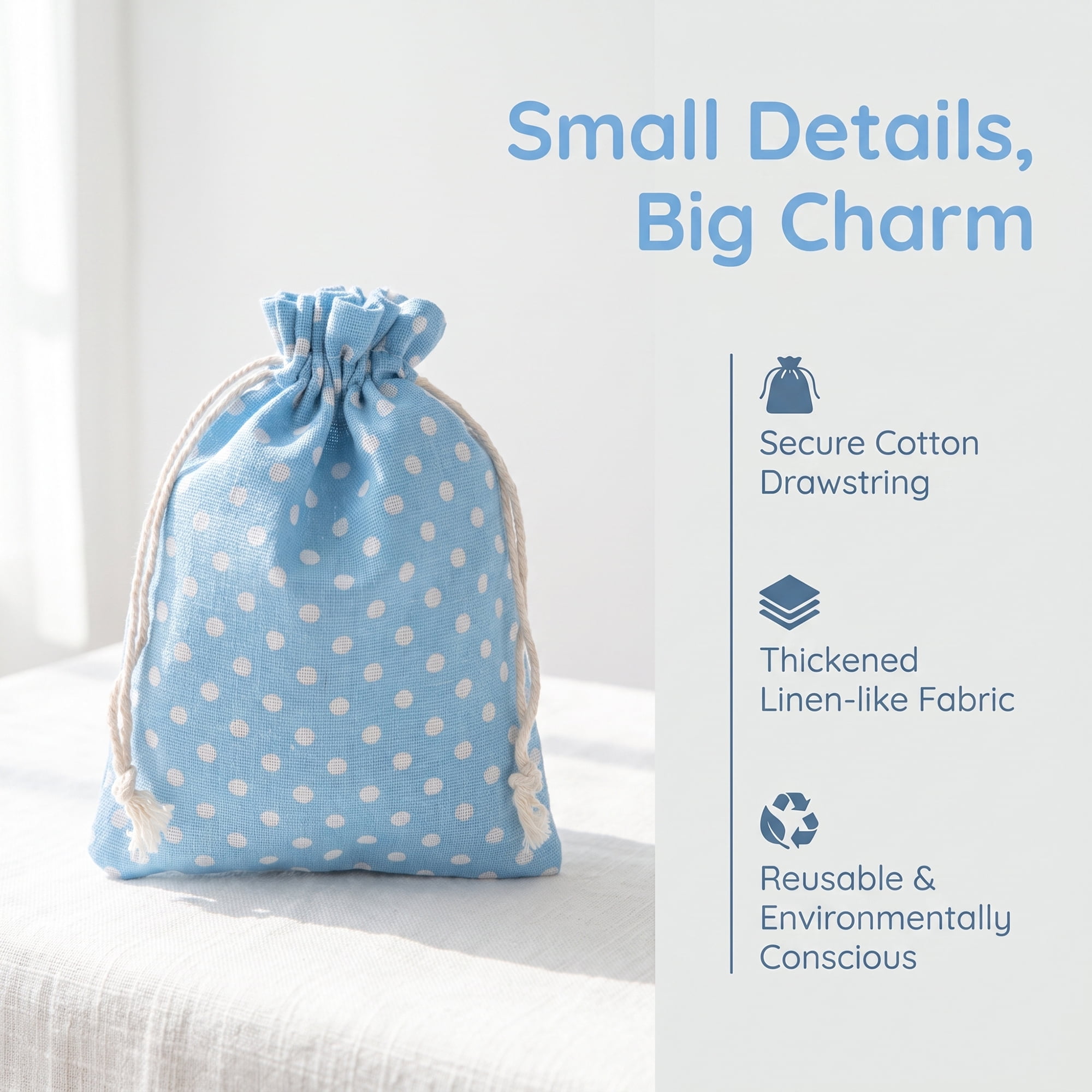 Unique Bargains Drawstring Gift Bags with Handles for Occasions Blue Dot 5.1" x 7.1"