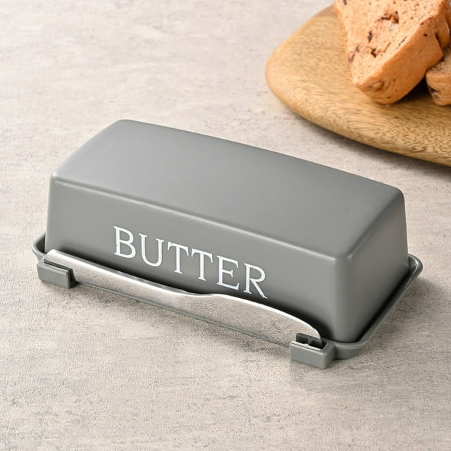 WHEANG Plat à Beurre avec Couvercle pour Comptoir, Pot à Beurre en Acier Inoxydable, Récipient à Beurre Polyvalent pour Cuisine, pour Femme, Mère
