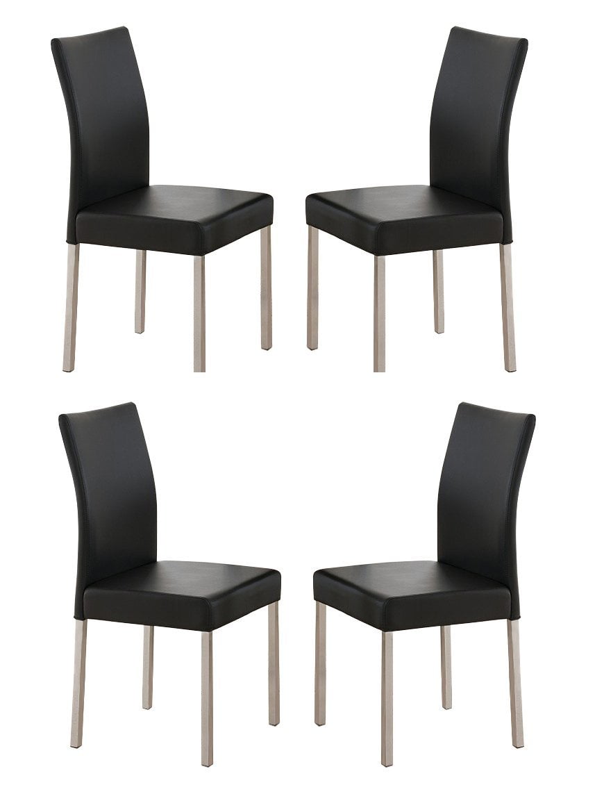 Leina White Vinyl Contemporary Kitchen Dinette Dining Parsons Side Leina White Vinyl Contemporary Kitchen Dinette Dining Parsons Side Chairs With Chrome Metal Legs Set Of Four Com