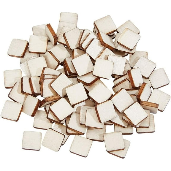 400pcs 0.4 Inch Unfinished Wood Pieces Small Square Blank Wooden Cutouts Natural Slices Wood Pieces Ornaments Project Supplies for Crafts Home Decor Painting Writing Engraving Carving