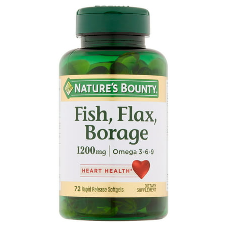 Nature's Bounty Fish, Flax, & Borage Omega-3-6-9 Softgels, 1200 Mg, 72