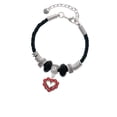 thumbnail image 2 of Delight Jewelry Silvertone Open Heart with Red Crystal Border Wife Celtic Knot Leather Bead Bracelet, 7"+2" Extender, 2 of 4