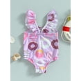 thumbnail image 4 of Baby Toddler Girls Summer Romper Swimwear 3 6 9 12 18 24 Months Sleeveless Cartoon Donut Print Bathing Suit, 4 of 8