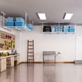 thumbnail image 1 of 4X8ft Overhead Ceiling Mounted Garage Shelves, Heavy Duty Height Adjustable Garage Storage Rack, 550lbs Weight Capacity, White, 1 of 6