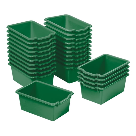 ECR4Kids Scoop Front Plastic Storage Bins, Multipurpose Organization, Green, 25-Piece