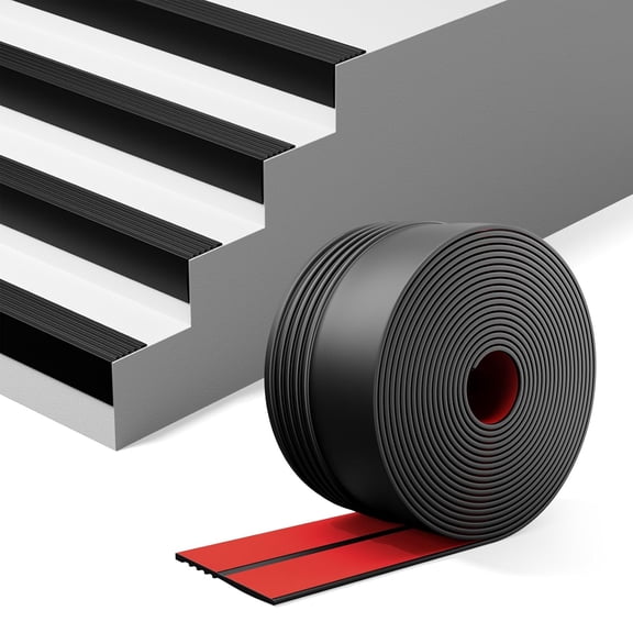 Stair Edge Trim 20Ft, 4 Inch Rubber Stair Nosing, Vinyl Stair Edge Protector for Indoor & Outdoor, Non Slip and Waterproof (Black)