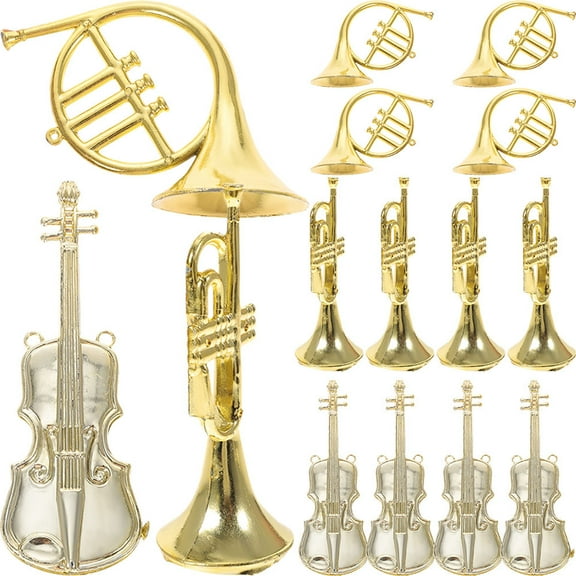 HINTRMENT Musical Instrument Christmas Tree Ornament Plastic 15Pcs 5.9x2in