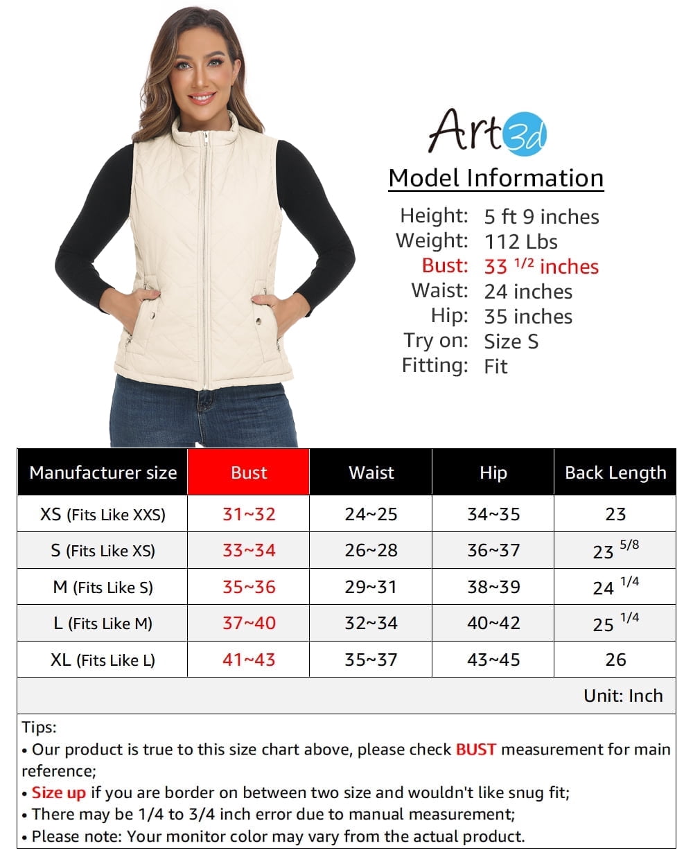 LK women's vest - Stand Collar Lightweight Padded Gilet for Women (White-M)