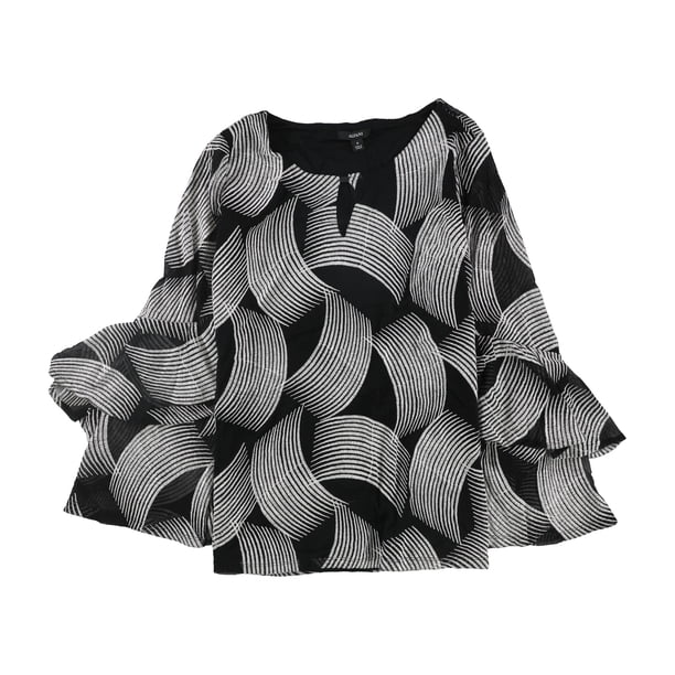 Blusa de punto Alfani con Mangas en espiral para mujer negro XS