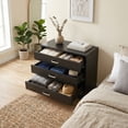 thumbnail image 2 of Ubesgoo 3 Drawer Dresser, Modern Storage Chest with Spacious Drawers, Black Bedroom Dresser Organizer Cabinet for Bedroom, Living Room and Home Office, 2 of 11