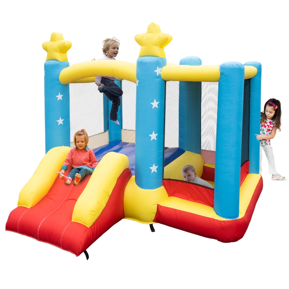 Kepooman Inflatable Castle, Bounce House, Oxford Cloth Castle with Fun Slide, Pool and Hair Dryer for Children-Star patterned Kepooman Inflatable Castle, Bounce House, Oxford Cloth Castle with Fun Slide, Pool and Hair Dryer for Children-Star patterned