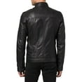thumbnail image 2 of Noora Men's Black Lambskin Leather Jacket Handmade Real Leather Stand Collar Black Biker Jacket For Men, 2 of 8