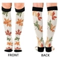 thumbnail image 4 of FORMRS Womens Knee High Socks Casual Long Thick Travel Daily Wear, 2 Pairs, Brown Autumn Leaves, 4 of 6