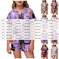 thumbnail image 3 of NIEWTR Girls Pajamas Halloween Cartoon Print Short Sleeve Lapel Cute Top and Shorts Pjs for Kids Breathable Soft Fashion Nightwear Casual Daily Wear, 3 of 5
