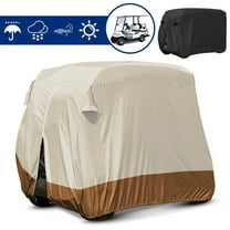 HOMEYA 4 Passenger Golf Cart Covers Fits EZGO, Club Car, Yamaha, Heavy Duty 420D Waterproof Sunproof Golf Cart Cover roof 80" L, Dustproof and Durable - Beige