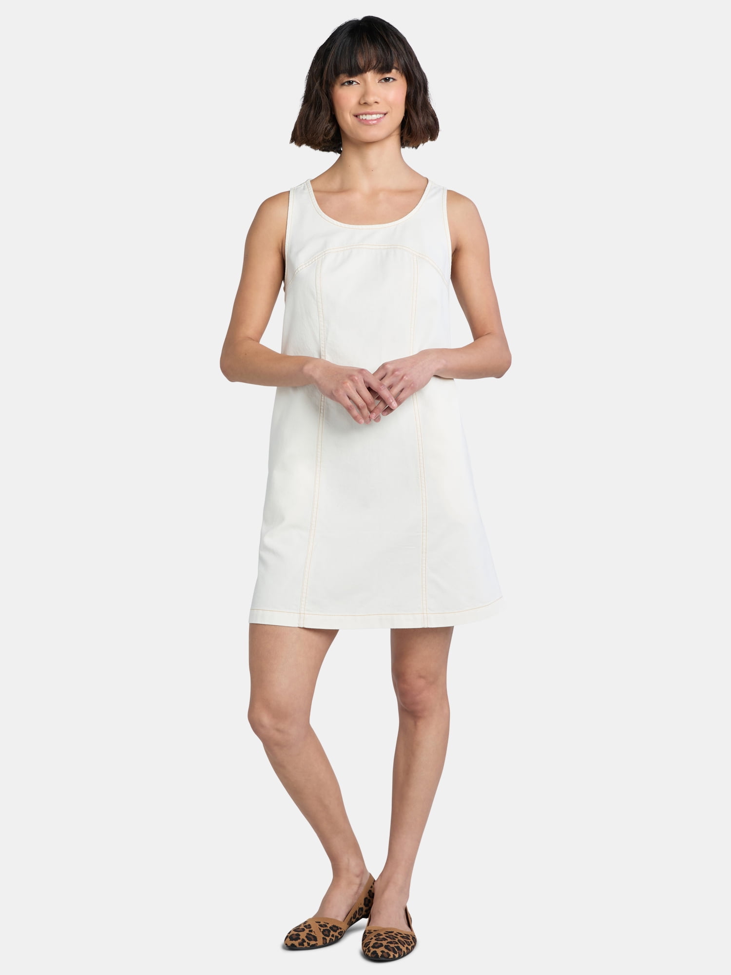 Time and Tru Women's Denim Shift Mini Dress, Sizes XS-XXXL