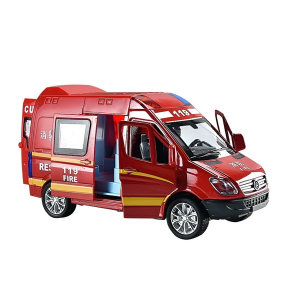 LAMIRO Ambulance Toy Car with Light and Siren Sound Effects,Friction Powered Wheels and LED Lights