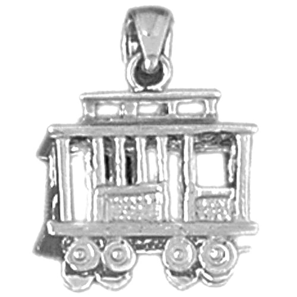 15 mm Sterling Silver 925 3D Trolly Pendant Jewels Obsession 3D Trolly Pendant 