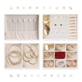 thumbnail image 4 of REGALWOVEN 3 Layer Accessory Box, PU Leather Accessory Organizer Case Storage Display Holder with Drawer White, 4 of 7