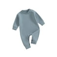 thumbnail image 2 of Loicainy Toddler Baby Boy Girl Fleece-lined Sweatshirt Romper 3 6 9 12 18 Months Solid Color Long Sleeve Jumpsuit for Newborn Cute Clothes, 2 of 9