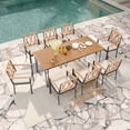thumbnail image 4 of Gymax 9 PCS Patio Dining Set Rectangular Dining Table w/ Acacia Wood Top Umbrella Hole, 4 of 8
