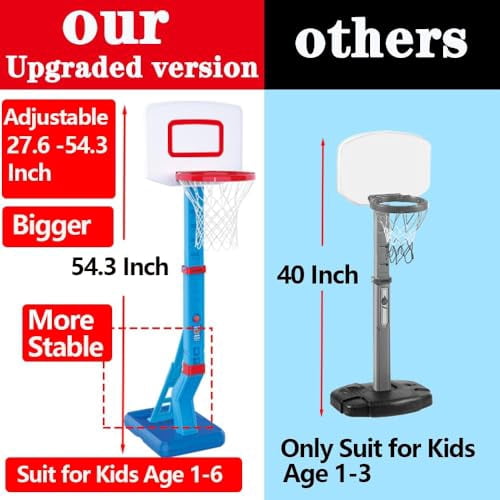 Toddler Basketball Hoop Height Adjustable Kids Basketball Hoop for Indoor Outdoor Play Portable Basketball Goal Poolside for Swimming Pool Basketball Toy for Kids Boys Girls