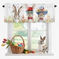 thumbnail image 2 of Valance for Windows,Spring Easter Cute Bunny Flower Valances Curtain Rod Pocket Valance for Kitchen Bedroom Living Room Bathroom,Watercolor Country Leaves Short Curtains Window Treatment 54x18in, 2 of 9