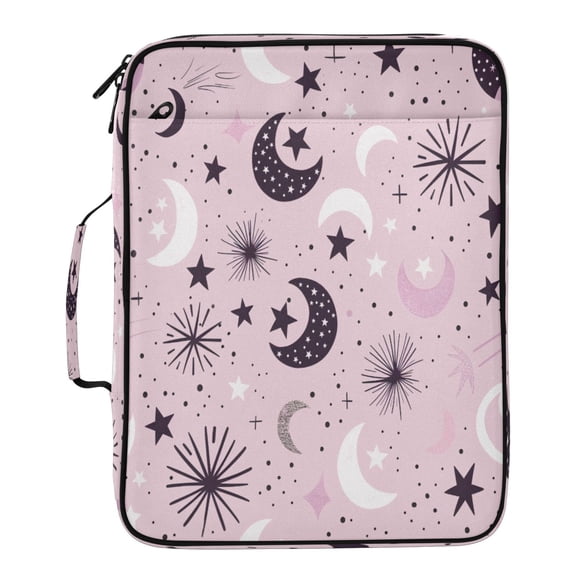 BZSMCE Crescent Star Pattern Pattern Water-Resistant Filing Folder Binder Organizer Keeper 1.2 Inch 3-Ring 7-Pocket Expanding File