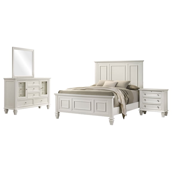 Sandy Beach 4-piece Queen Bedroom Set Cream White