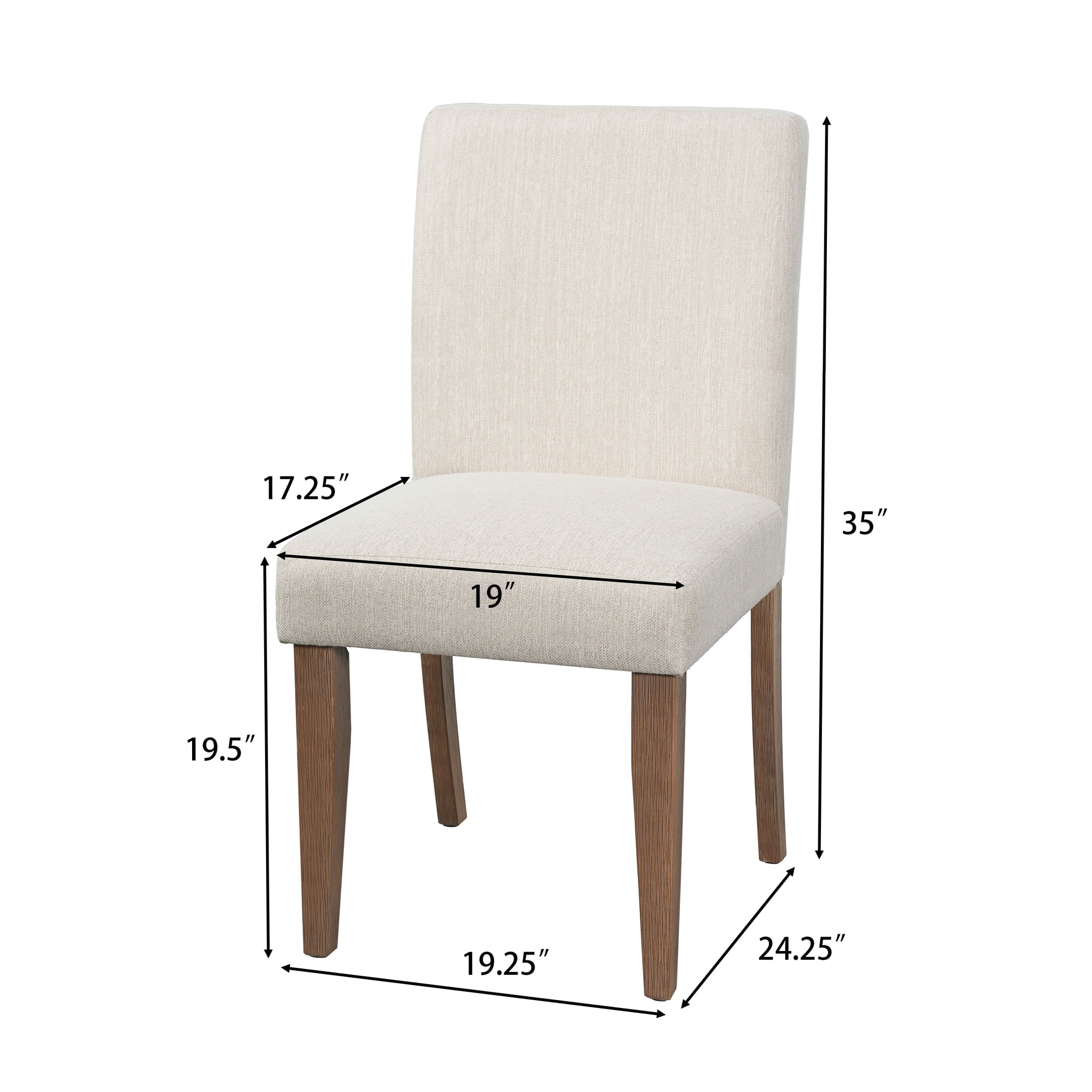 Christopher Knight Home Set of 2 Upholstered Dining Chairs with Solid Wood Legs, Walnut + Beige