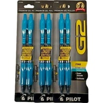 (3) Pilot G2 Turquoise Pens with Turquoise Ink, Retractable Gel Ink Rolling Ball, 0.7 mm, Fine Point, 2-Pack (13366)