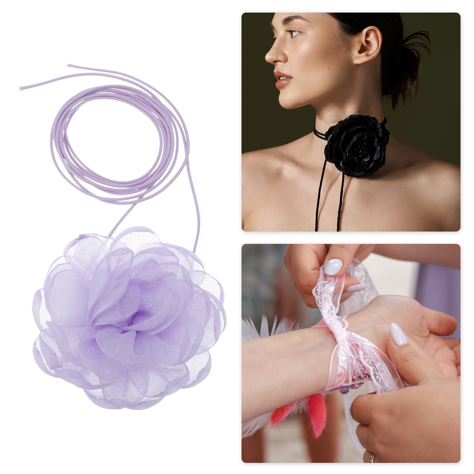 Unique Bargains Rose Choker Necklace 1Pc Purple