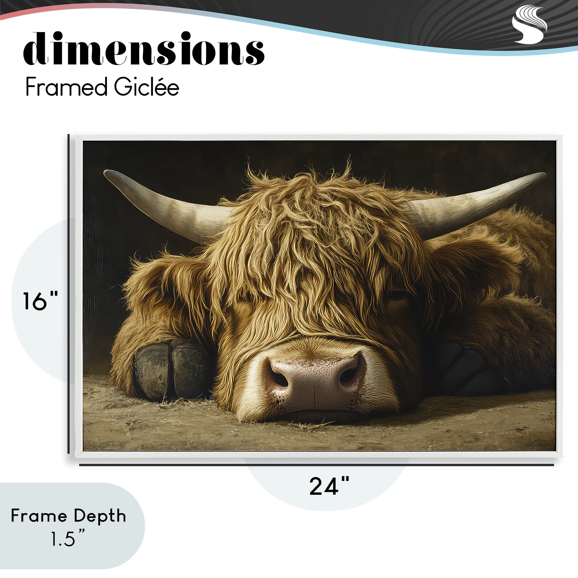 Stupell Industries Sleeping Highland Cow & Hoof White Framed Giclee Art, design by The Wands Want