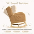 thumbnail image 2 of Muumblus Nursery Rocking Chair, Wingback Glider Rocker, Indoor Uphlostered Rocking Chair, Khaki Teddy, 2 of 7