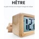 thumbnail image 3 of Reloj despertador digital de madera, reloj digital LCD sin tictac con alarma, fecha, temperatura y función de siesta, reloj digital alimentado por batería [requiere 3 baterías AAA], 3 of 4