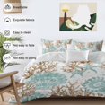 thumbnail image 3 of 3 Piece Green Coastal Seashells Duvet Cover Set Queen Size,Microfiber Comforter/Quilt Cover with Corner Ties and 2 Pillowcases,Nautical Brown Coral Starfish All Season Bedding with Zipper Closure, 3 of 8