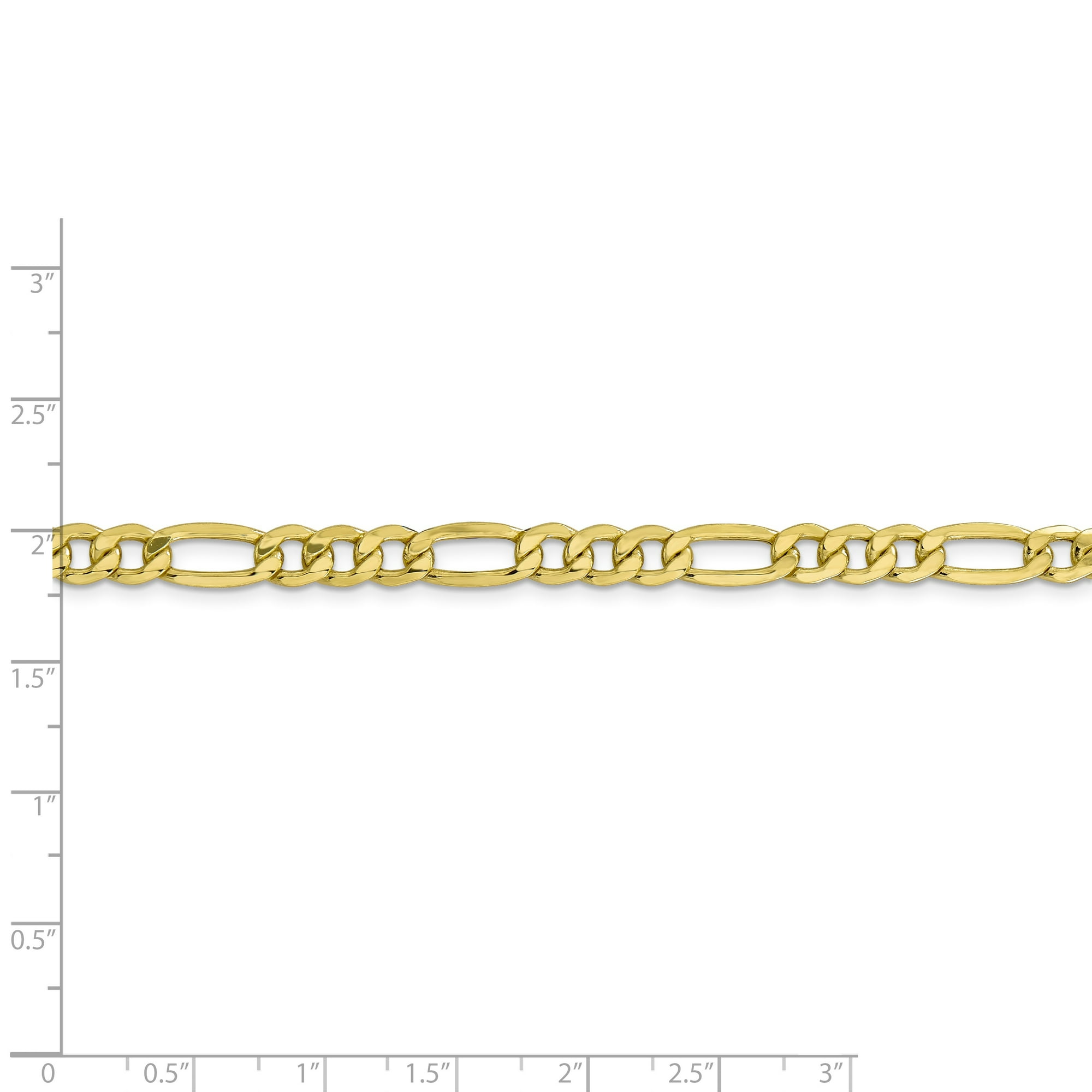 10K Yellow Gold 6mm Semi-Solid Figaro Chain 18 IN